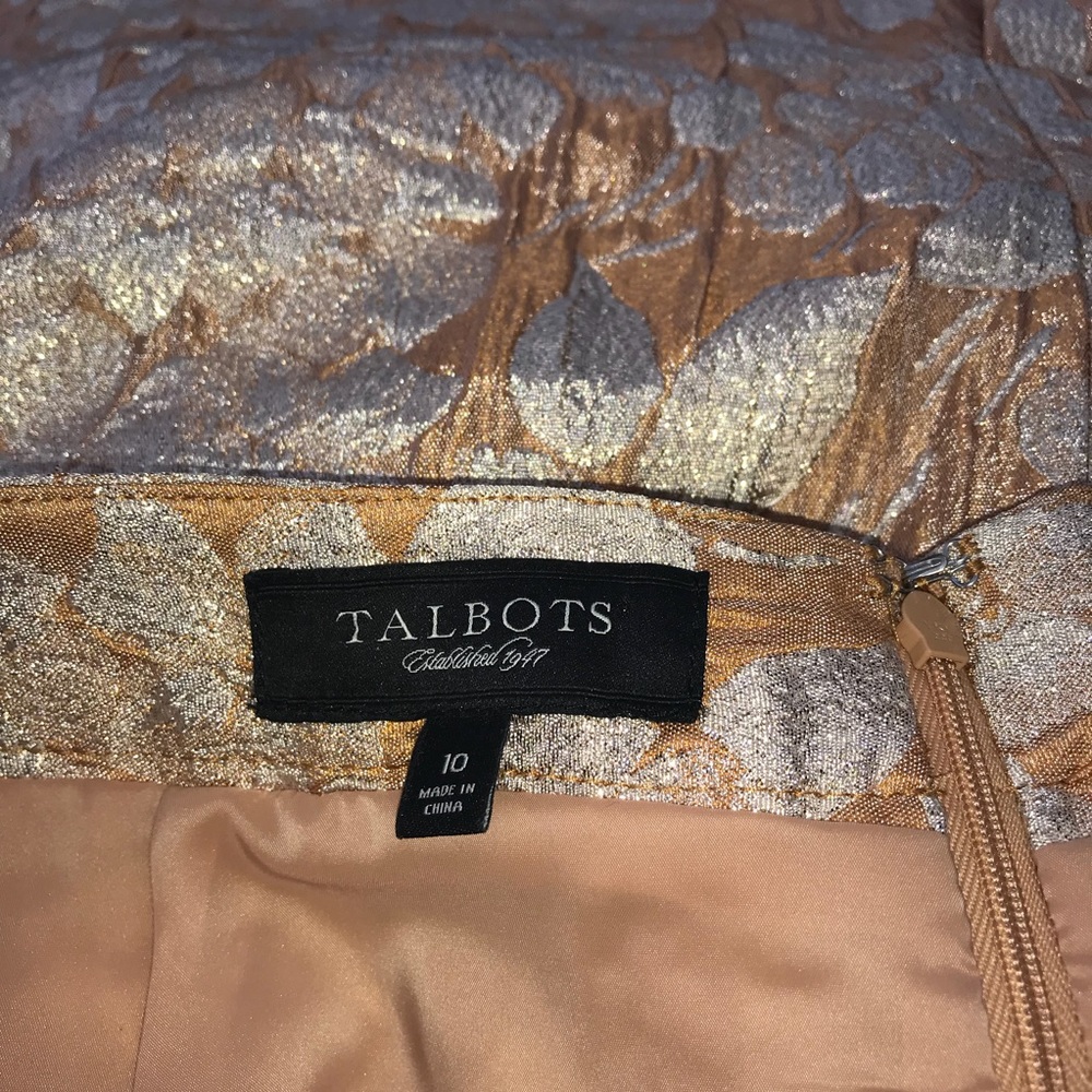 Talbots size 10 metallic gold brocade skirt - Picture 3 of 4